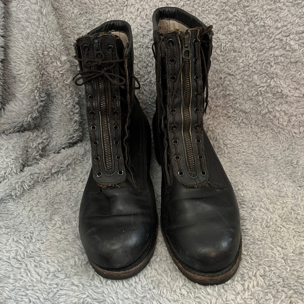 Addison Shoe Co Combat Boots Mens 9.5 E Black Leather Military Vintage 1981 - Picture 5 of 12